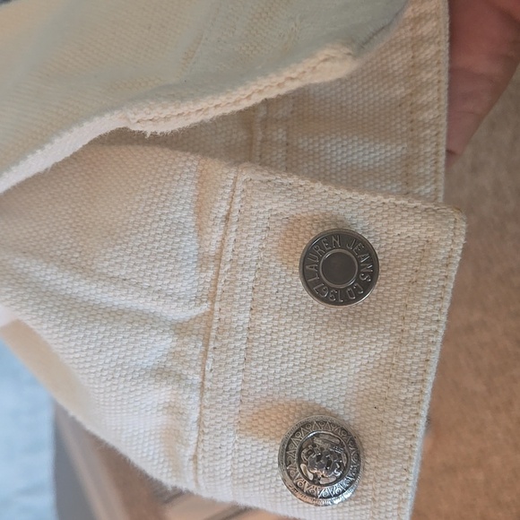 VINTAGE LAUREN JEANS CO Cream Denim Longline Button Down Utility Jacket MEDIUM - Picture 9 of 16